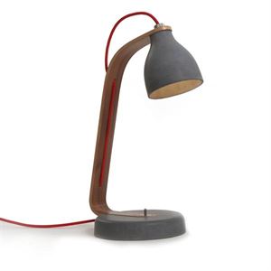 decode Heavy Desk Light Bordlampe M�rk Betong med Valn�d